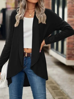 Wrap Loose Casual Plain Coat -Shinee Style Shop 0052d5f14d63a54f7abb2f7d193d7955