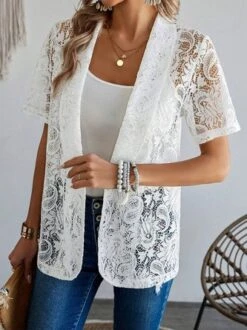 Shawl Collar Elegant Lace Kimono -Shinee Style Shop 03780dcc2317a53f232e86cc113a7e89