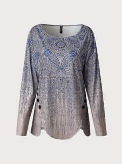 JFN Crew Neck Casual Paisley Autumn Daily Long Sleeve Tops -Shinee Style Shop 053b9059def9c875e0ebcce2d516320c