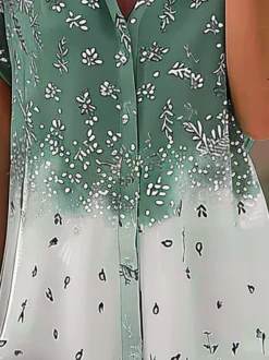 Women's Short Sleeve Shirt Summer Floral Printing V Neck Daily Going Out Casual Top Green -Shinee Style Shop 05b10153e53858a0c7f4bf82a8b54537