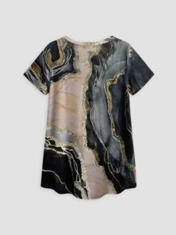 JFN Round Neck Marbling Casual Tunic T-Shirt -Shinee Style Shop 081e8aff7e520f6a9a57a0321f5a650a