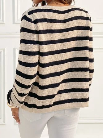 Striped Loose Casual Shawl Collar Cardigan 5 Striped Loose Casual Shawl Collar Cardigan - Image 3