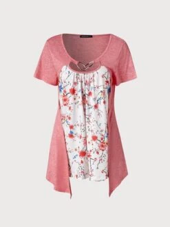 JFN Casual Floral Design Short Sleeve Top -Shinee Style Shop 0cdb5f92e93db6271180d400ba0ad5a3