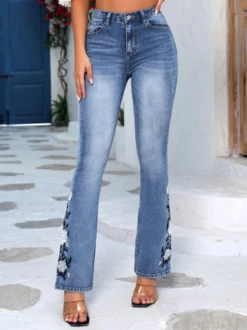 Floral Buttoned Casual Floral Embroidery Flare Leg Jeans -Shinee Style Shop 0f635b70694d8fd1d073f72d982bd898