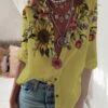 Sun Flower Print Shirt Long Sleeve Loose Holiday Shirts -Shinee Style Shop 135614b245abb1bb9db99b1d1dc2891f