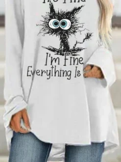 Animals Crew Neck Loosen Letter Long Sleeve Top -Shinee Style Shop 14ad23aad58693e4216508a76ac871fd