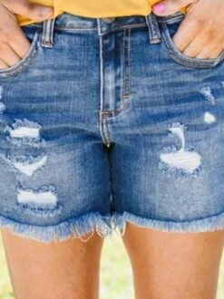 Blue Denim Pockets Simple Shorts -Shinee Style Shop 2 1595833162262