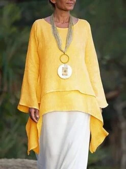 JFN Cotton-blend Round Neck Solid Hi-Lo Basic Tunic Top -Shinee Style Shop 2 jpg 1550737006881