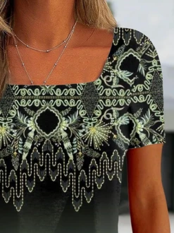 Jersey Square Neck Boho Loose Blouse -Shinee Style Shop 206dd41b600f46297016f26b23f6ee6c