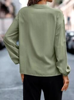 Loose V Neck Casual Blouse -Shinee Style Shop 23c3b292152ffe77ec95da41fc29f08b