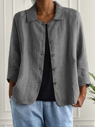 Casual Loose Cotton And Linen Shawl Collar Kimono 3 Casual Loose Cotton And Linen Shawl Collar Kimono