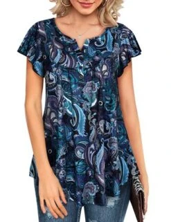 Loose Crew Neck Paisley Casual Tunic -Shinee Style Shop 2712383773ed8d34b09d1c90c83f7ddf