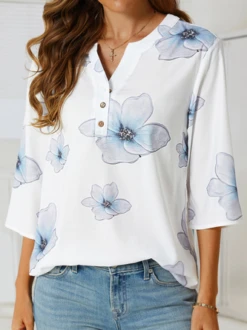 JFN Stand Collar Floral Casual Blouse -Shinee Style Shop 2caafb0cdcf75024c28d571073b0be2e