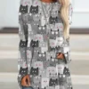 Cat Animal Crew Neck Casual Regular Fit Top