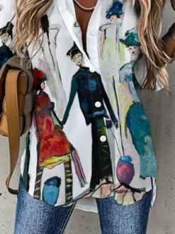 Women's Half Sleeve Blouse Summer Cartoon Shirt Collar Daily Going Out Casual Top White -Shinee Style Shop 34e8bfb9c0e8cc95aa08d62da11e13e5