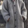 Women Chunky Knit Hooded Cardigan With Pocket Winter Pullover