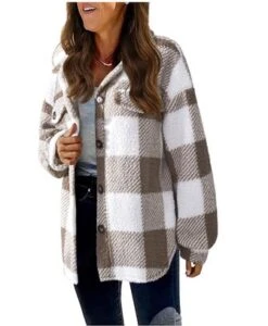 Teddy Velvet Loose Casual Plaid Teddy Jacket -Shinee Style Shop 393d2fc84d76b0a83997a62f5df55faf