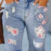 Floral Denim Loose Casual Denim Shorts