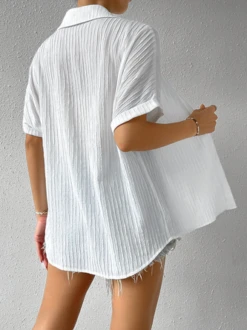 Shirt Collar Casual Buttoned Loose Blouse -Shinee Style Shop 3ce5eca7cb712f90048d2146f6513716