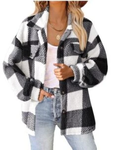 Teddy Velvet Loose Casual Plaid Teddy Jacket -Shinee Style Shop 3f42efd357c853ae664df3c2012e4688