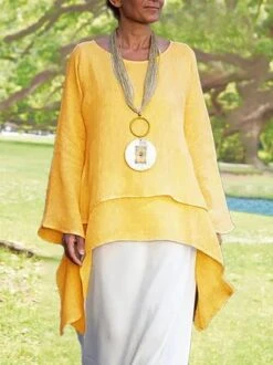 JFN Cotton-blend Round Neck Solid Hi-Lo Basic Tunic Top -Shinee Style Shop 4 jpg 1582186916188