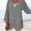 JFN Cotton & Linen Asymmetric Hem Loose Fit Long Sleeve Shirts Tunic Top -Shinee Style Shop 49a4fea30aef8be9c906f02832927a3a