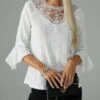 Crew Neck Lace Casual Blouse
