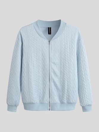 Casual Zipper Plain Loose Bomber Jacket 15 Casual Zipper Plain Loose Bomber Jacket - Image 13