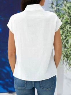 JFN Cotton & Linen Stand Collar Casual Shirt -Shinee Style Shop 50b90d624ef4cd84416f71f6c824bc06