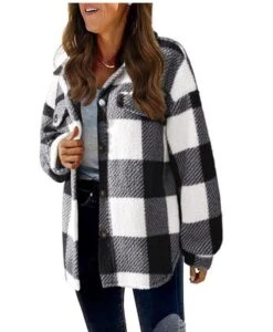 Teddy Velvet Loose Casual Plaid Teddy Jacket -Shinee Style Shop 55813de355363751ed249aa5d20aef68