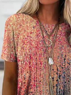 Crew Neck Casual Ombre Blouse -Shinee Style Shop 5c72dc13c478edf66618094cc046693e