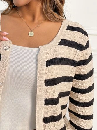 Striped Loose Casual Shawl Collar Cardigan 4 Striped Loose Casual Shawl Collar Cardigan - Image 2