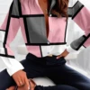 Casual Loose Color Block Blouse