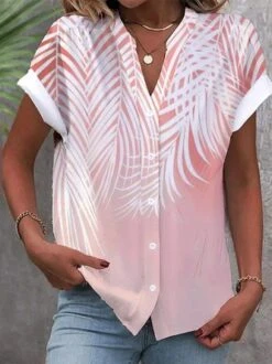 Shinee Style Shop 39 Buttoned Casual Palm Leaf Blouse