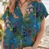 JFN Shirt Collor Vacation Floral Short Sleeve Blouse -Shinee Style Shop 7ac19f6995935e2e72419c6b8704c5f3