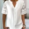 Loose Lace Simple Plain Blouse