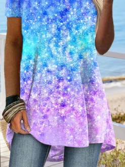JFN Blended Color Shining Galaxy Ombre Printed Loose Vacation Tunic Top T-Shirt/Tee -Shinee Style Shop 8ccaa0ce171dfcf938f02ac6d30e27ce