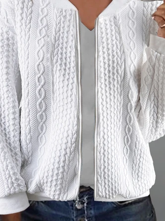 Casual Zipper Plain Loose Bomber Jacket 5 Casual Zipper Plain Loose Bomber Jacket - Image 3