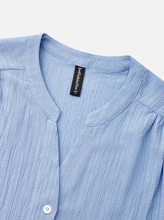 Loose Plain V Neck Casual Blouse 8 Loose Plain V Neck Casual Blouse - Image 6