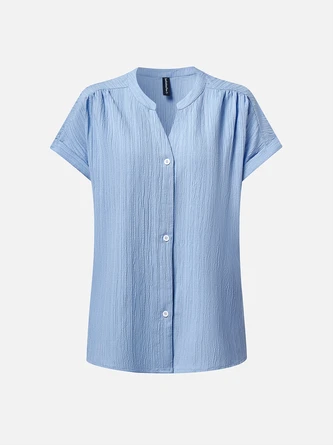 Loose Plain V Neck Casual Blouse 6 Loose Plain V Neck Casual Blouse - Image 4