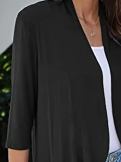 Casual Plain Three-quarter Sleeve Knit Cardigan -Shinee Style Shop 9d5d51d3af9a2577a3ee7b0e4e909cb3