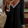 Sequins Casual V Neck Black Top