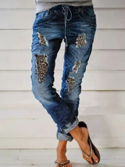 Casual Straight Mid Waist Denim Jeans