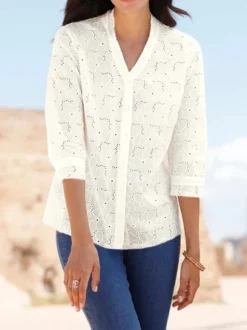JFN Plain Casual Loose Cotton Blouse