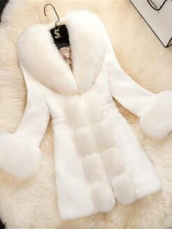 Women Elegant Plain Long Faux Fur Coat -Shinee Style Shop ae5b6f40dbfc26f6dd4c032cf4362850