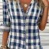 Plaid Casual Regular Fit Blouse