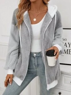 Fluff/Granular Fleece Fabric Casual Loose Teddy Jacket -Shinee Style Shop b3297c883838a14d755a9a718dc4b3cd