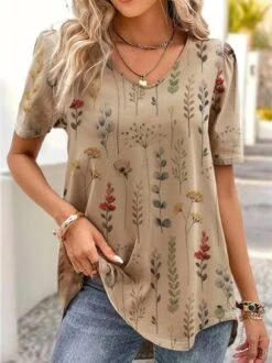 V Neck Casual Loose Floral Blouse -Shinee Style Shop b85f0d1a05014d2ee17a27aea1ab78d8