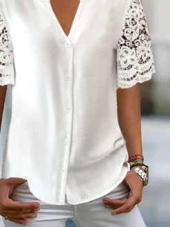 Loose Lace Simple Plain Blouse -Shinee Style Shop b8986a68c148575b462fbd4156d1768c