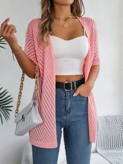 Plain Wool/Knitting Loose Casual Kimono